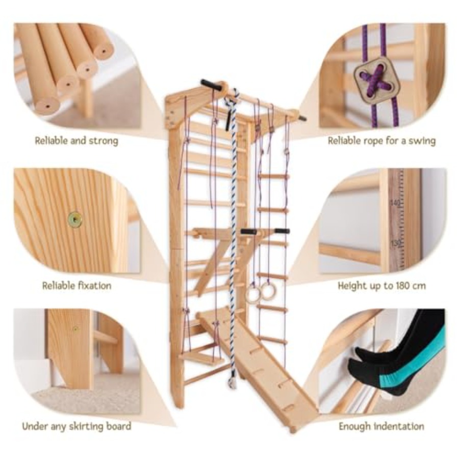 Swedish Ladder Wall Bars for h – Gymnastic Ring Wood recenzja i cena
