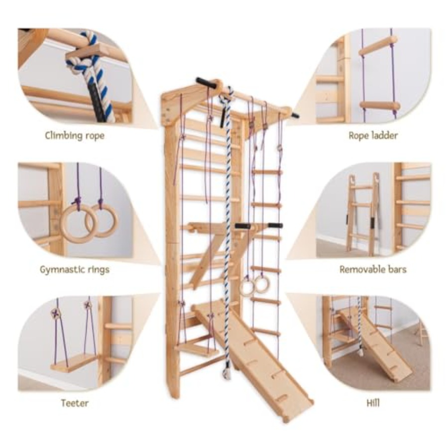 Swedish Ladder Wall Bars for h – Gymnastic Ring Wood recenzja i cena